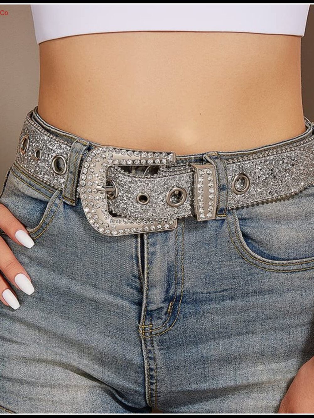 Rhinestone Western Belt PU Leather Studded Cowgirl Belt - Picture 2 of 5